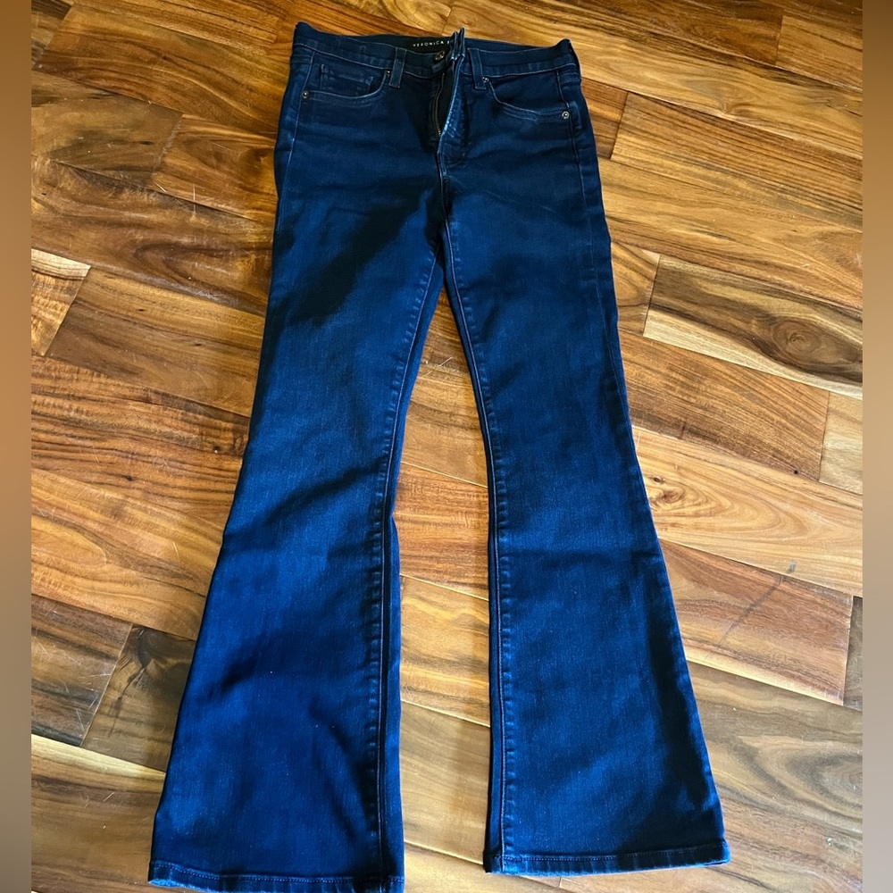 Womens veronica beard beverly skinny flare high rise dark blue indigo si…